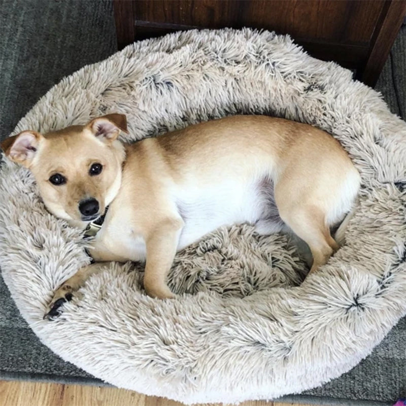 Calming Long Plush Pet Nest Bed, XS to XL