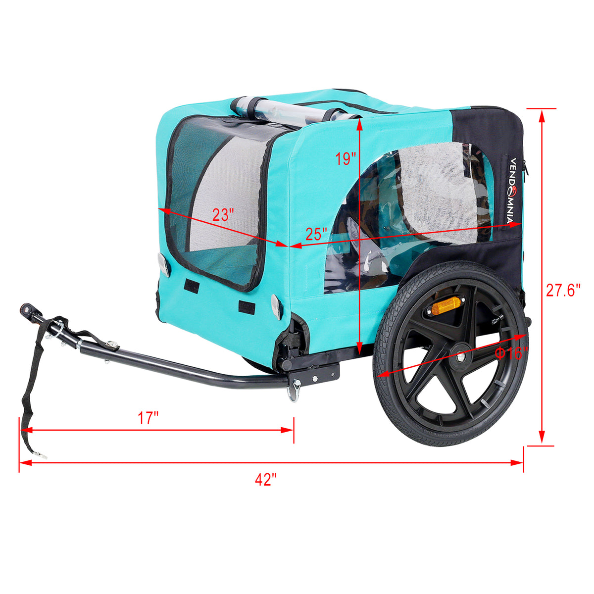 Foldable Dog Bike Trailer With Mesh Windows