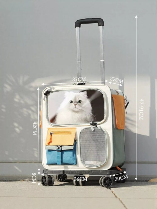 Rolling Pet Carrier Backpack With Telescopic Handle