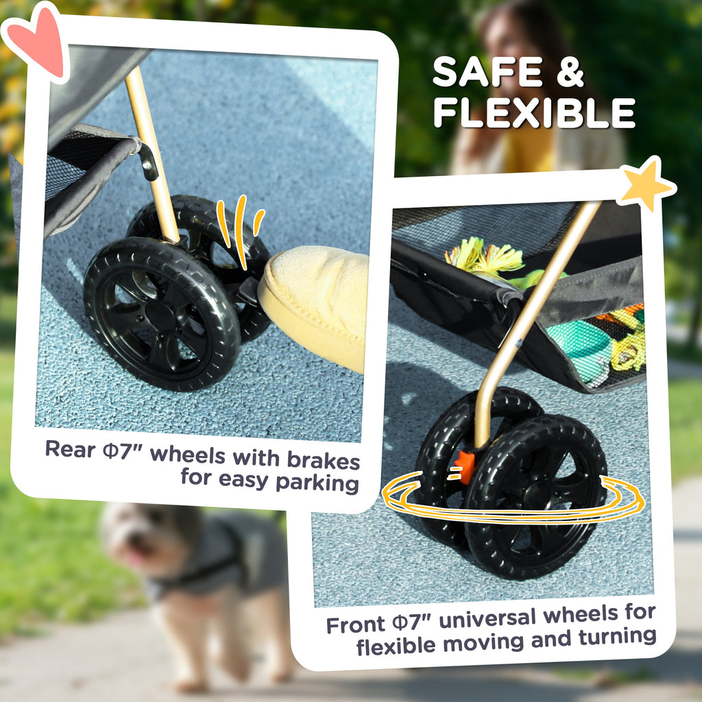 3 in 1 Pet Stroller With Detachable Carrier, Grey