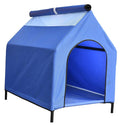 Elevated Outdoor Pet House With Canopy Roof, Blue