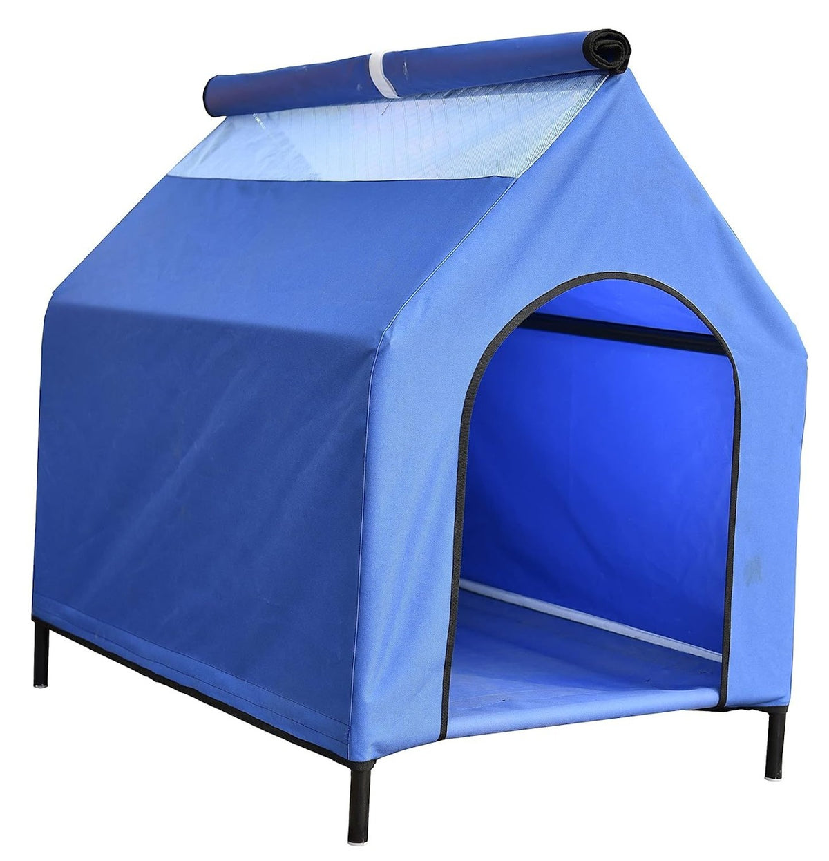 Elevated Outdoor Pet House With Canopy Roof, Blue