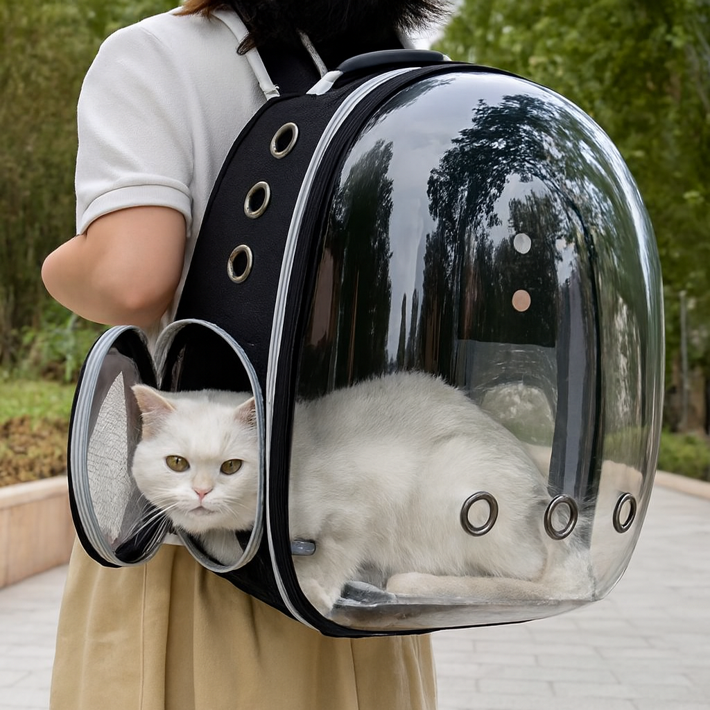 Transparent Bubble Cat Backpack Carrier, White