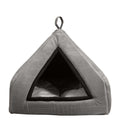 Soft Velvet Enclosed Pet Bed House, Small Grey