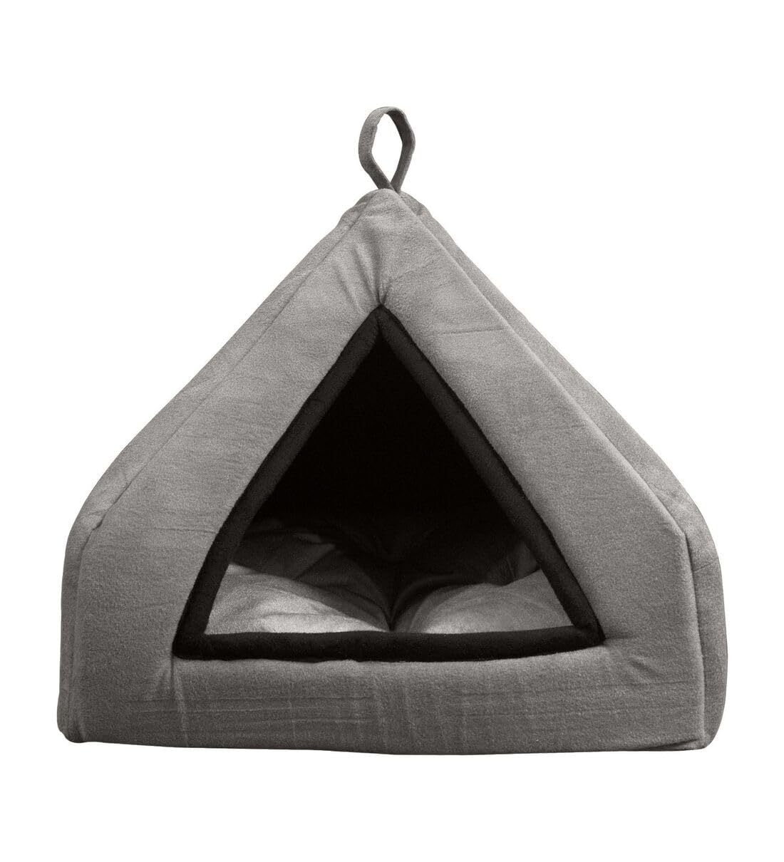 Soft Velvet Enclosed Pet Bed House, Small Grey