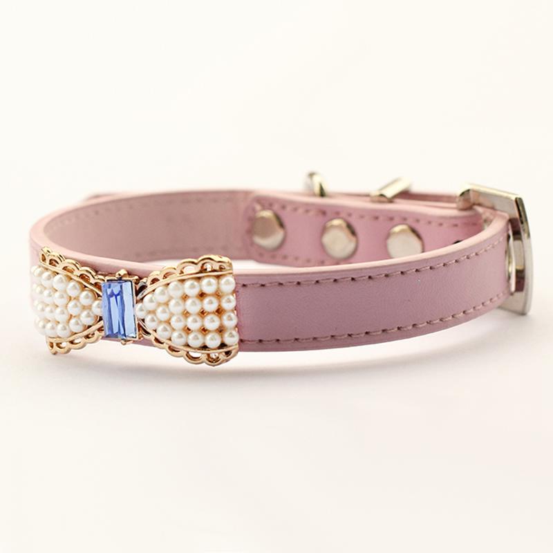 Pearl and Rhinestone Princess Dog Collar, Pink or Purple