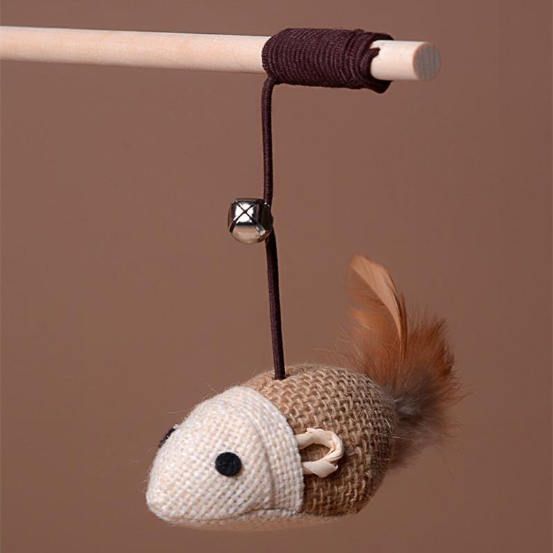 Feather Teaser Wand Cat Toy With Mouse and Ball, 40 cm