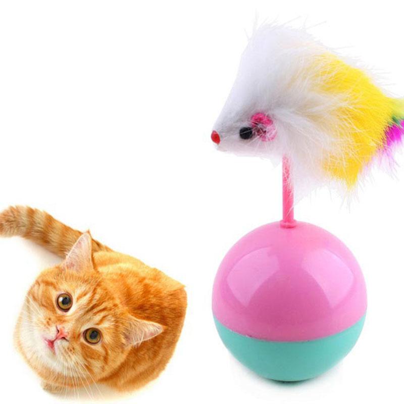 Mouse Tumbler Cat Toy With Plush Balls, 5.5 cm