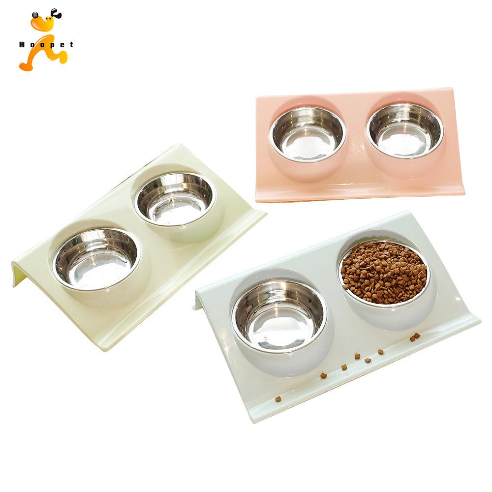 Double Stainless Steel Pet Bowl With Tilted Stand